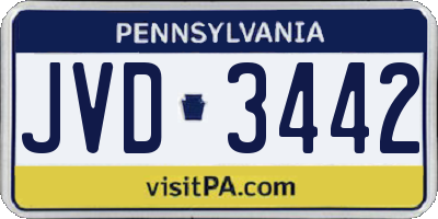 PA license plate JVD3442