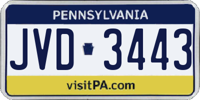 PA license plate JVD3443