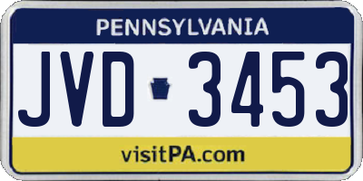 PA license plate JVD3453