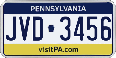 PA license plate JVD3456