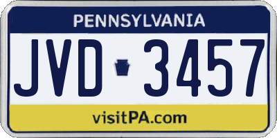 PA license plate JVD3457
