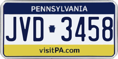 PA license plate JVD3458