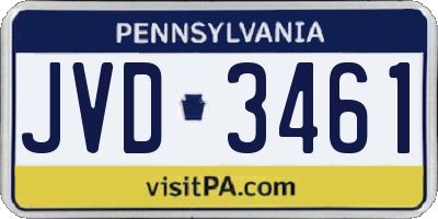 PA license plate JVD3461