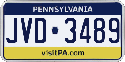 PA license plate JVD3489