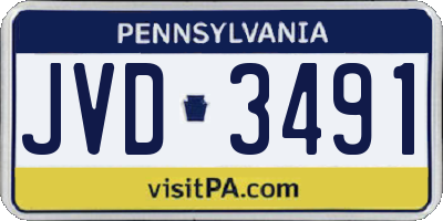 PA license plate JVD3491