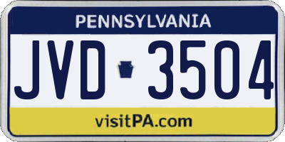 PA license plate JVD3504