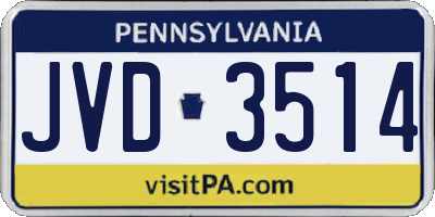 PA license plate JVD3514