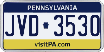 PA license plate JVD3530