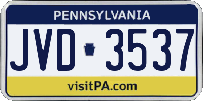 PA license plate JVD3537