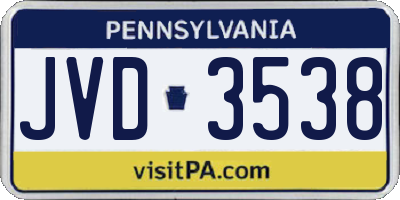 PA license plate JVD3538