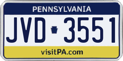 PA license plate JVD3551