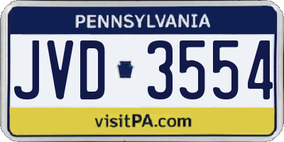 PA license plate JVD3554