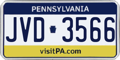 PA license plate JVD3566