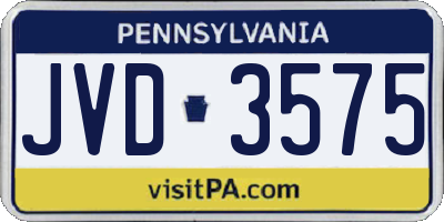 PA license plate JVD3575