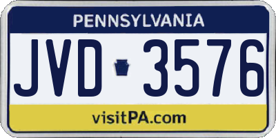 PA license plate JVD3576
