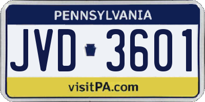 PA license plate JVD3601