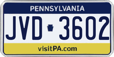 PA license plate JVD3602