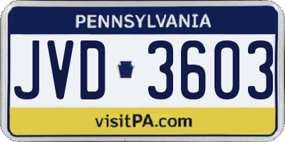 PA license plate JVD3603