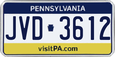 PA license plate JVD3612