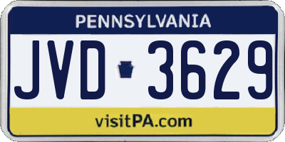 PA license plate JVD3629