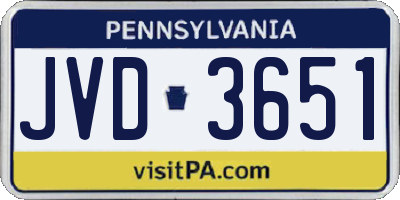 PA license plate JVD3651