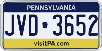 PA license plate JVD3652