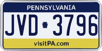PA license plate JVD3796