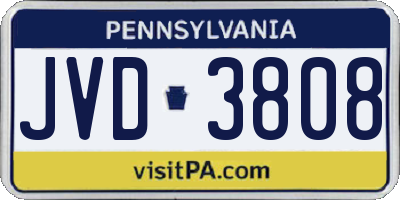 PA license plate JVD3808