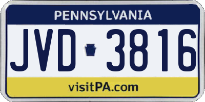 PA license plate JVD3816