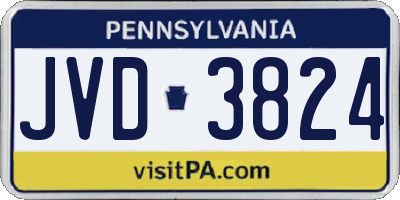 PA license plate JVD3824