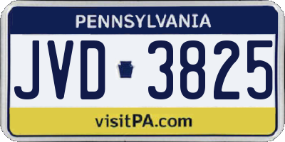 PA license plate JVD3825