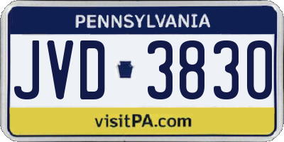 PA license plate JVD3830