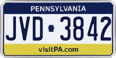PA license plate JVD3842