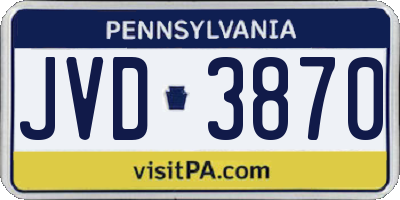 PA license plate JVD3870