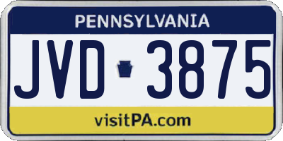 PA license plate JVD3875