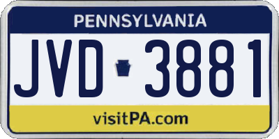 PA license plate JVD3881