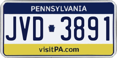 PA license plate JVD3891