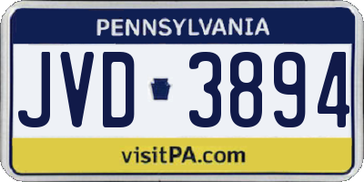 PA license plate JVD3894