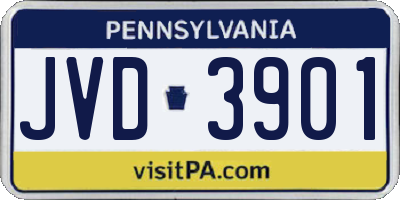 PA license plate JVD3901