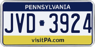 PA license plate JVD3924