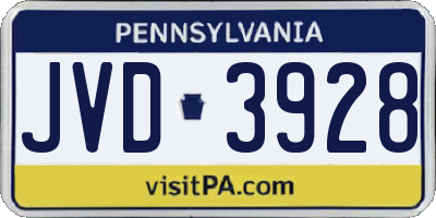 PA license plate JVD3928