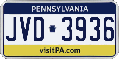 PA license plate JVD3936