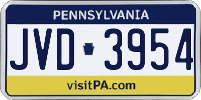 PA license plate JVD3954