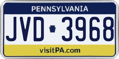 PA license plate JVD3968