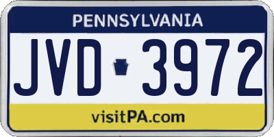 PA license plate JVD3972