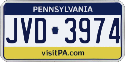 PA license plate JVD3974