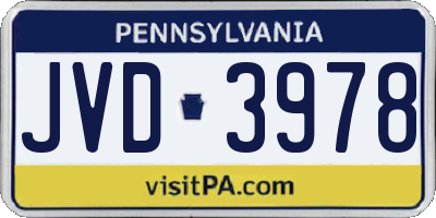 PA license plate JVD3978