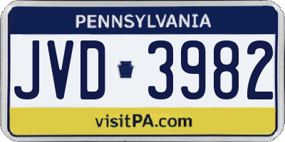PA license plate JVD3982