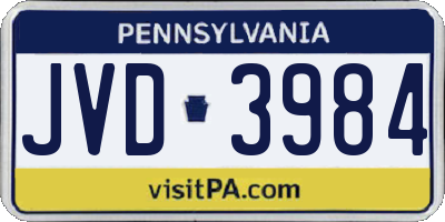 PA license plate JVD3984