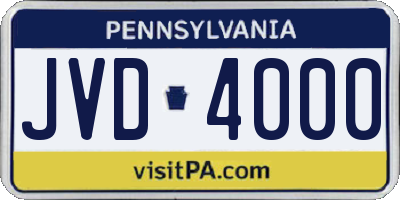 PA license plate JVD4000